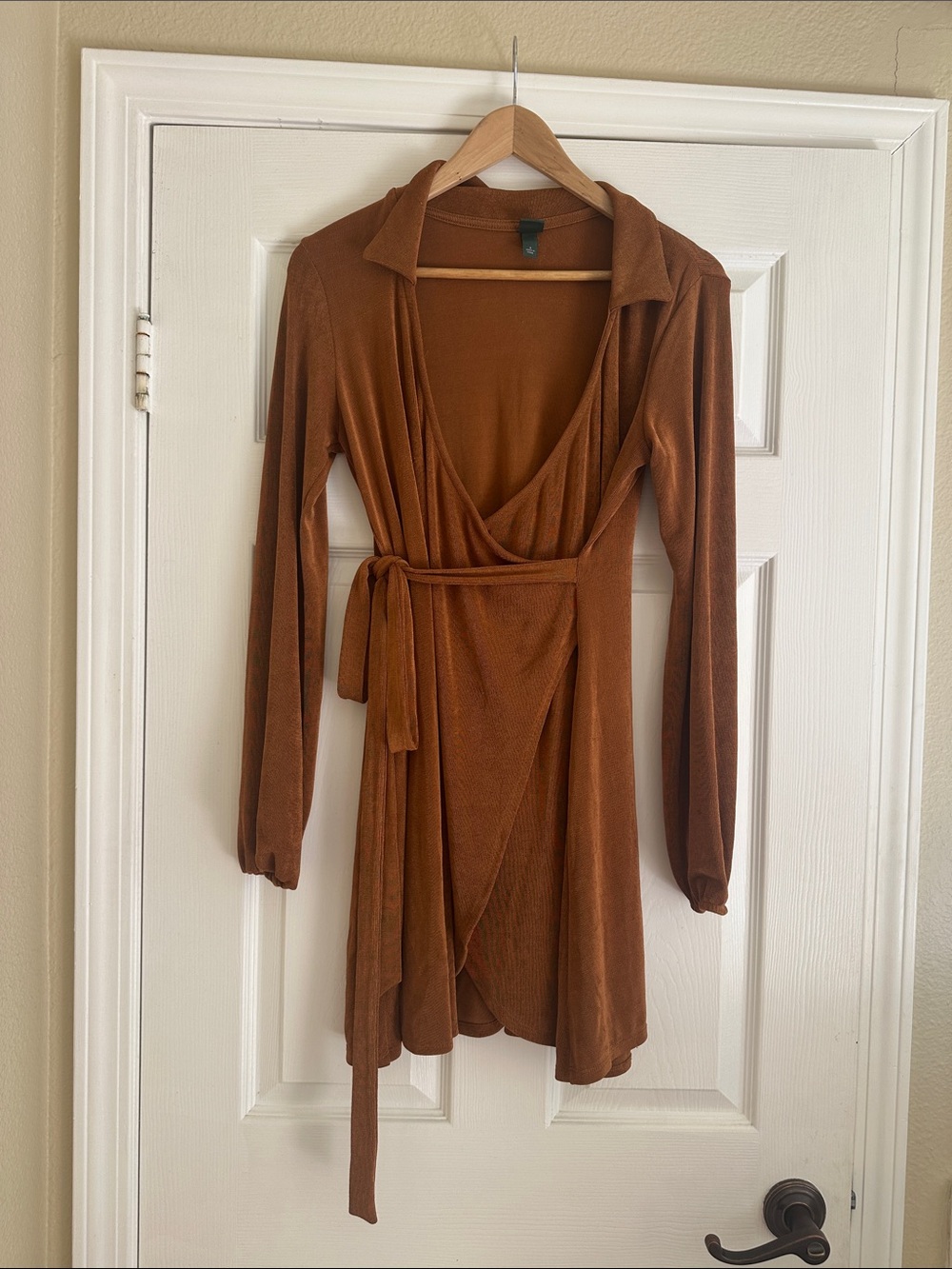 wild fable Rust Brown Wrap Dress with Tie Waist